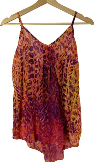 Maurices orange pink purple vintage cheetah print tank top cinched waist women M thumbnail 1