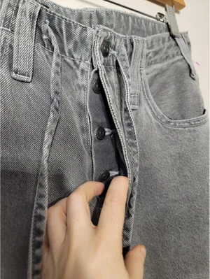 Zara Y2K Gray Wide Leg Tie-Waist Jeans Streetwear Sz 28 thumbnail 4