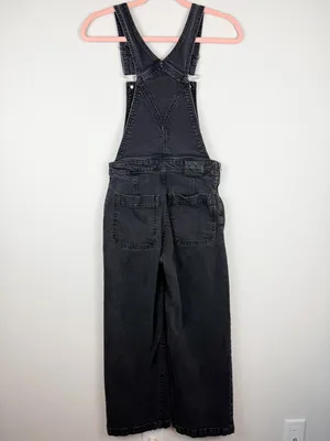 Levi’s Premium Ribcage Wide Leg Cropped Overalls Washed Black Size 25 thumbnail 9
