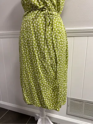 Reformation Zena Jesse Floral Print Wrap Short Sleeve Mini Dress Green Small thumbnail 8