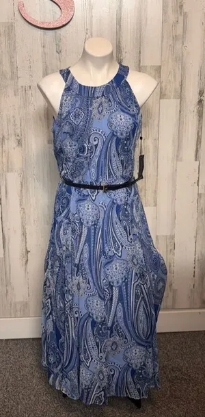 Tommy Hilfiger Blue Paisley Halter Maxi Dress Size 6 thumbnail 1