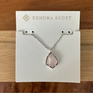 NWT Kendra Scott Cory Rhodium Rose Quartz Necklace thumbnail 1