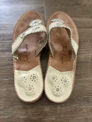 Jack Rogers Westport Navajo Thong Sandal Size 9 Glazed Biscuit Whipstitch Slide thumbnail 3