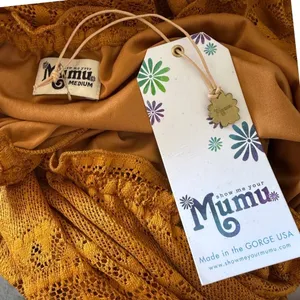 NWT Show Me Your Mumu Bess Lace Off Shoulder Boho Flowy Dress Mustard Yellow Med thumbnail 6