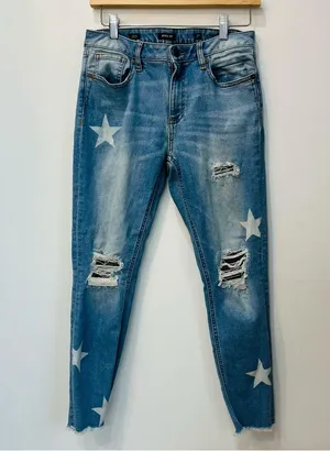 Miss Me High Rise Distressed Star Printed Mom Jeans Rise ankle skinny 29 thumbnail 8