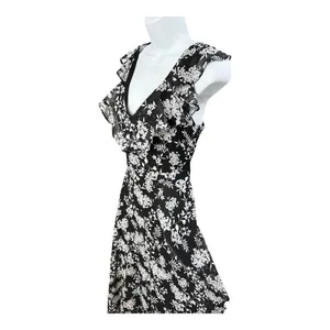 Banana Republic Elegant Ruffle Dress Black/White Floral print Size 4 Asymmetric thumbnail 13