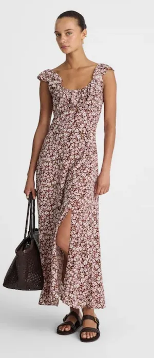 Madewell Ruffled Scoopneck Maxi Dress Size 8 Style NV447 Sleeveless Multicolor thumbnail 1