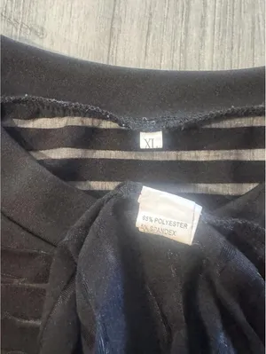 Women's Striped Bodysuit Blouse Size L Black Size L thumbnail 9