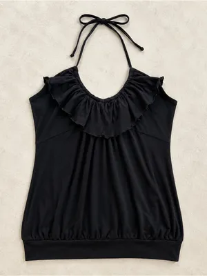 Victoria's Secret Bra Tops Black Ruffle Halter Cami Built-In Bra Bubble Hem Y2K XL thumbnail 2