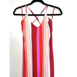Billabong Wanna Be Around Maxi Dress XS Red Pink High Slit‎ NWT Beach Cover Up thumbnail 4