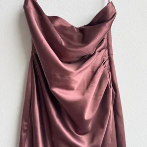 Anthropologie BHLDN Selena Strapless Ruched Chocolate Brown Midi Dress SZ Small thumbnail 4