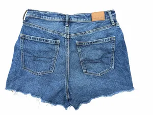 American Eagle Outfitters Distressed Dark Blue Denim Cutoff Shorts - Size 10 thumbnail 2