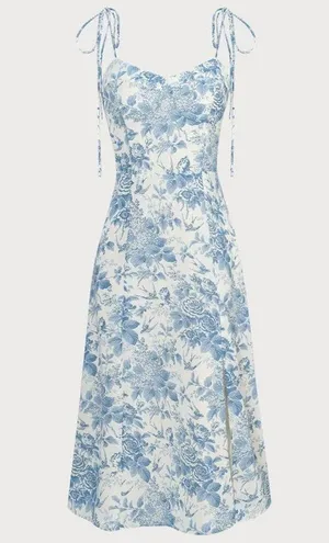 RIHOAS The Blue Sweetheart Neck Shirred Midi Dress M thumbnail 5