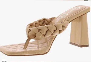 Jessica Simpson Zaliye Tan Faux Leather Braided Strap Slip On Heels NEW Size 8.5 thumbnail 1