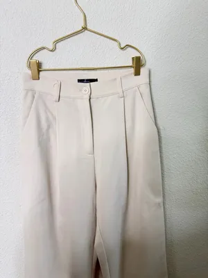 Vamp Official Relaxed Wide Leg Trouser Pants Cream Women’s Size S‎ thumbnail 7