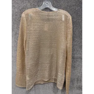 Anthropologie Top Women XL Gold Twisted Knot Metallic‎ Long Sleeve Shimmer Sable thumbnail 10