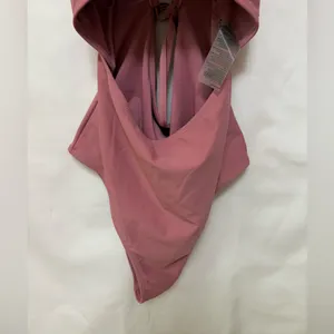 Gymshark Cutout One Piece Swimsuit Mauve Strappy Tie Open Back‎ Size Medium thumbnail 3