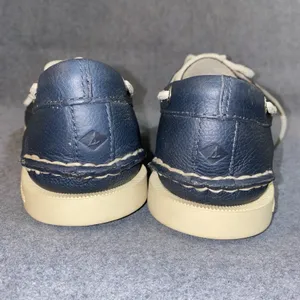 Sperry Top Sider Boat Deck Shoes Womens 9.5 M Blue Green Canvas Upper Leather thumbnail 9