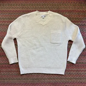 And Now This Cream Waffle Knit Pullover Pocket Sweater thumbnail 1
