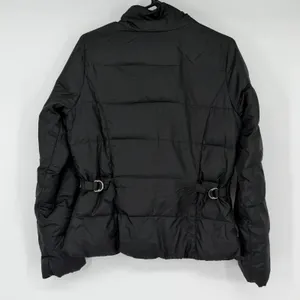 Eddie Bauer Women's Goose Down‎ Puffer Jacket Medium Black Quilted Snap Front thumbnail 2