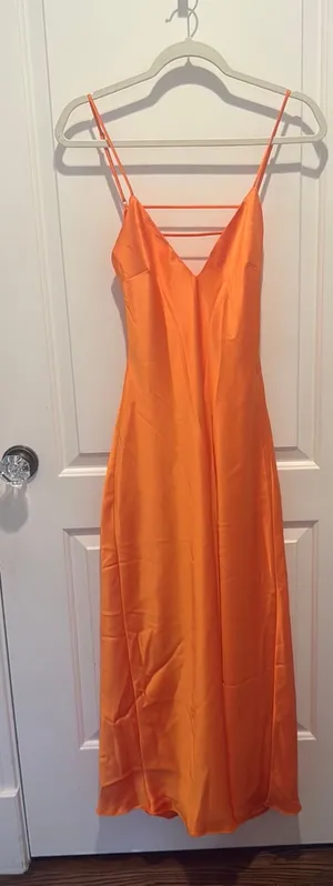 ZARA Orange Satin Dress thumbnail 2