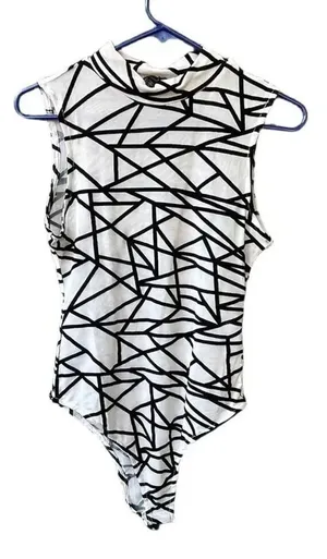 Abstract size L by the Vintage Shop nylon mesh velvet outlines bodysuit. thumbnail 1