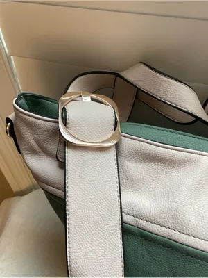 Two-Tone Green and Cream Women’s Shoulder Bag with Detachable Strap thumbnail 2