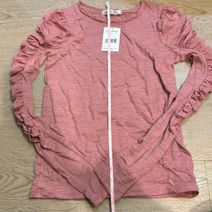 Nwt Free People‎ Xs Natasha Puffed Shoulder Ruched Long Sleeve Top In Blush thumbnail 5