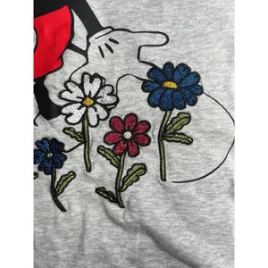 Mickey Mouse Licensed Ladies Character Tee With Embroidery Size L Gray thumbnail 2