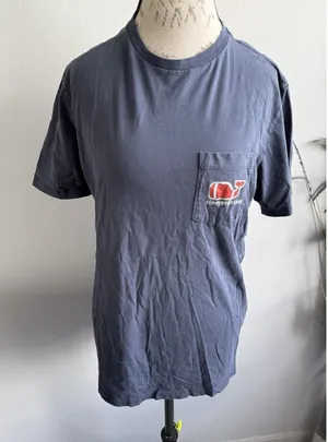 Vineyard Vines Football Long‎ Sleeve T-shirt Size M Blue Crew Neck Logo Whale thumbnail 1