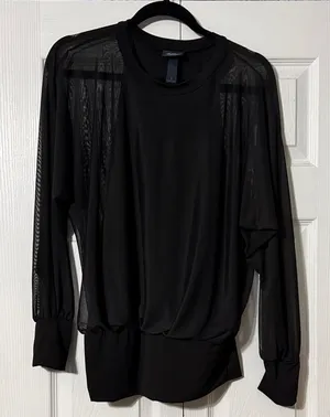 Daytrip Black Sheer-Panel Long Sleeve Top thumbnail 1
