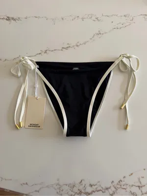 🖤New🤍 Monday Swimwear Le Marais Bikini Bottom - Black/Ivory - Medium thumbnail 5