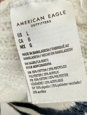American Eagle Creamy Gray Varsity Cable Knit Button Cardigan - Size - Large thumbnail 6