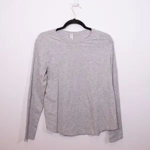 Lululemon Women's Love Crew Neck Long Sleeve Cotton Tee Shirt Heathered Gray 10 thumbnail 1
