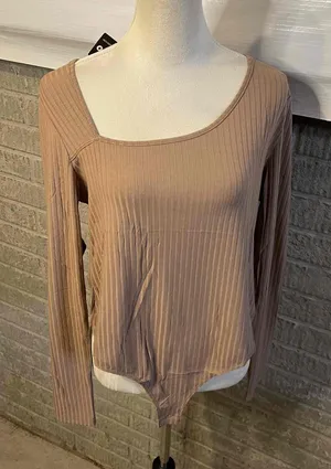NEW Zeagoo Ribbed Long Sleeve Asymmetrical‎ Bodysuit XL thumbnail 1