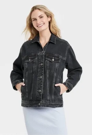 Universal Thread Black 90's Baggy Denim Jacket Large nwt thumbnail 1