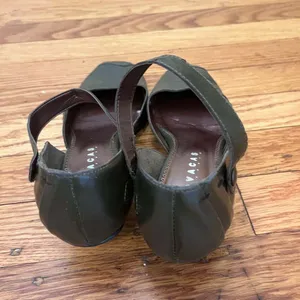Novacas Vegan Olive Green Low Wedge Ankle Strap Mary Jane Shoes thumbnail 3