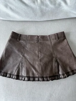 Amazon Brown leather flared skirt thumbnail 4