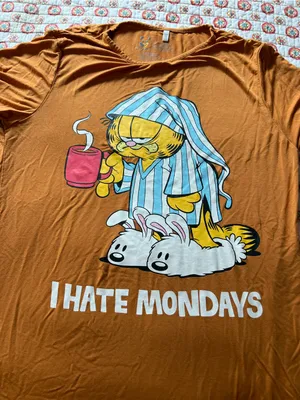 Bellabu Bear Bamboo Garfield I Hate Mondays Shirt size small thumbnail 2