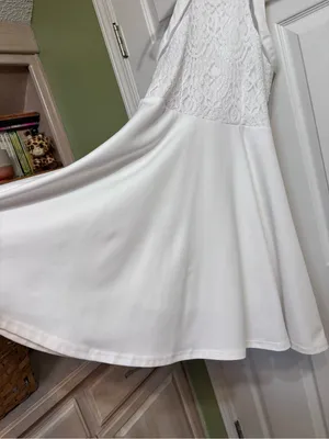 Missguided White Lace Halter Skater Dress Rush Week Bridal Wedding EUC Size S thumbnail 10