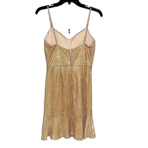 Midnight Doll Gold Metallic Ruffle Hem Cocktail Dress RVB15255I Size 5 NWT thumbnail 2
