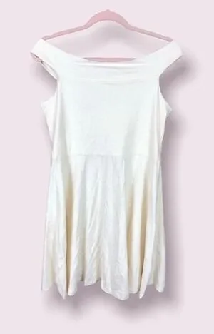 ASOS‎ Cream Off The Shoulder Skater Dress Open Back US 10 thumbnail 1