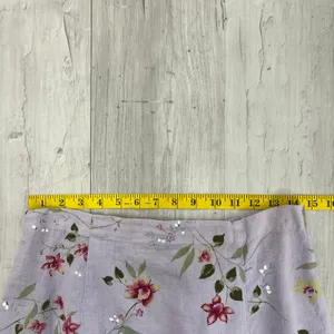 Two Star Dog Purple 100% Linen Floral Midi Skirt Medium Made in USA Cottagecore thumbnail 9