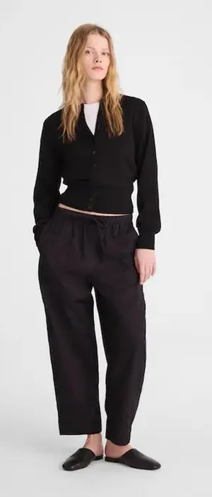Madewell Pull-On Barrel-Leg Utility Pants in Poplin Cotton Black Wide Leg XL NWT thumbnail 1