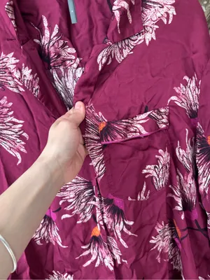 Anthropologie pajamas shirt Oversized Button down satin mulberry long sleeve top thumbnail 6