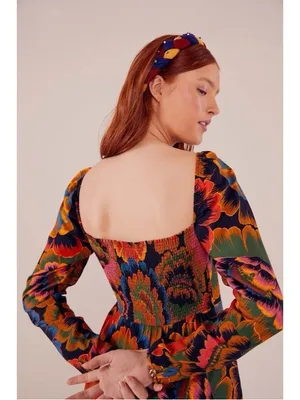 Farm Rio Colorful Flowers Midi Dress M thumbnail 6