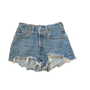 Levi's 501 Original Womens Shorts Classic Blue Jean Shorts Size 24 Distressed thumbnail 4