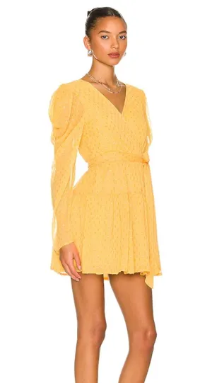 Revolve Lovers and Friends Morgan Mini Dress in Golden Yellow thumbnail 2