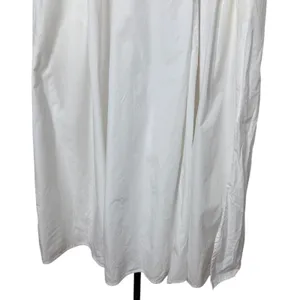 Emanuel Ungaro White Cotton Poplin Pleated Maxi Skirt Side Slit Size 6/40 thumbnail 3