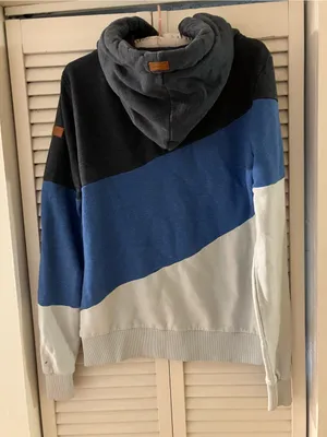 Wanakome Selene Color Block Blue Diagonal Stripes Hoodie Size Small thumbnail 6